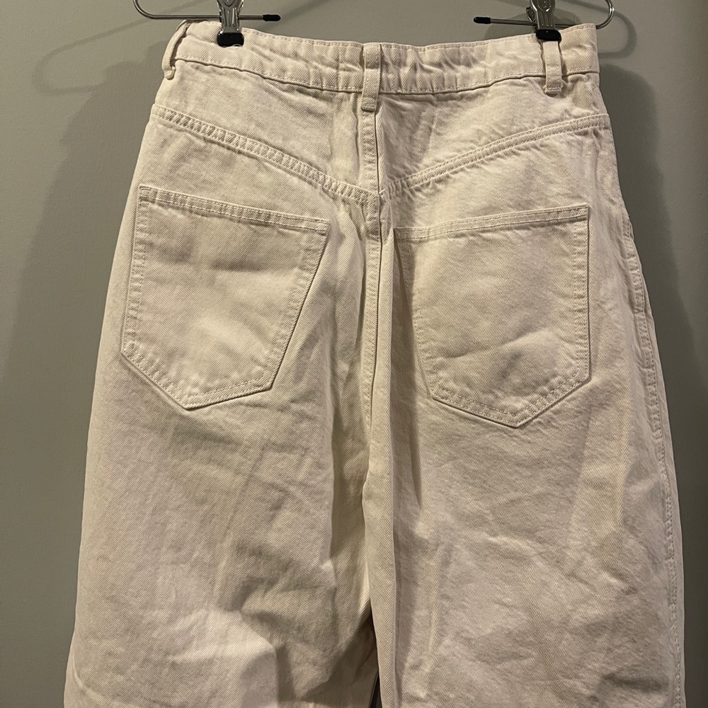 Zara Beige Highwaisted Wide Leg Distressed Jeans - Picture 6 of 6